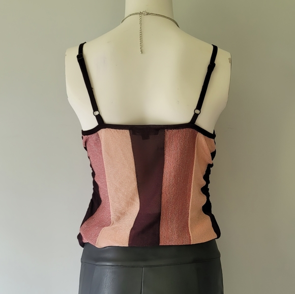 Bebe Shimmery Metallic Strappy Top Size XS - Picture 3 of 11